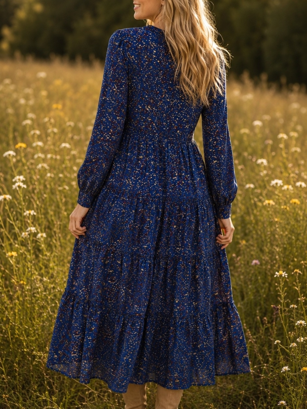 NWT Elan Sapphire Paisley Chiffon Lurex Maxi Dress Size Med. - Picture 2 of 6